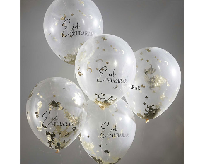 Confetti Ballonnen Eid Mubarak Ginger Ray - 5 stuks afbeelding