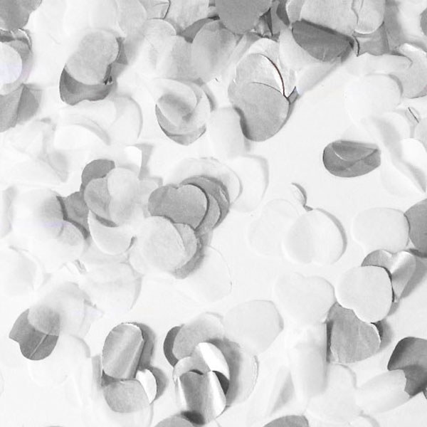 Zijdevloei Confetti Hartjes Zilver/Wit - 15 gram afbeelding