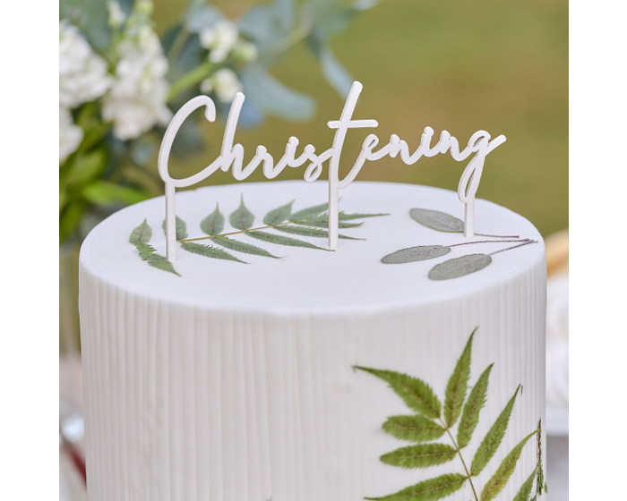 Taarttopper Christening Wit Ginger Ray afbeelding