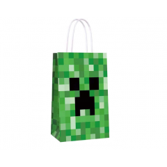 Minecraft papieren cadeautasjes set van 6 stuks met handvat voor kinderfeestjes 