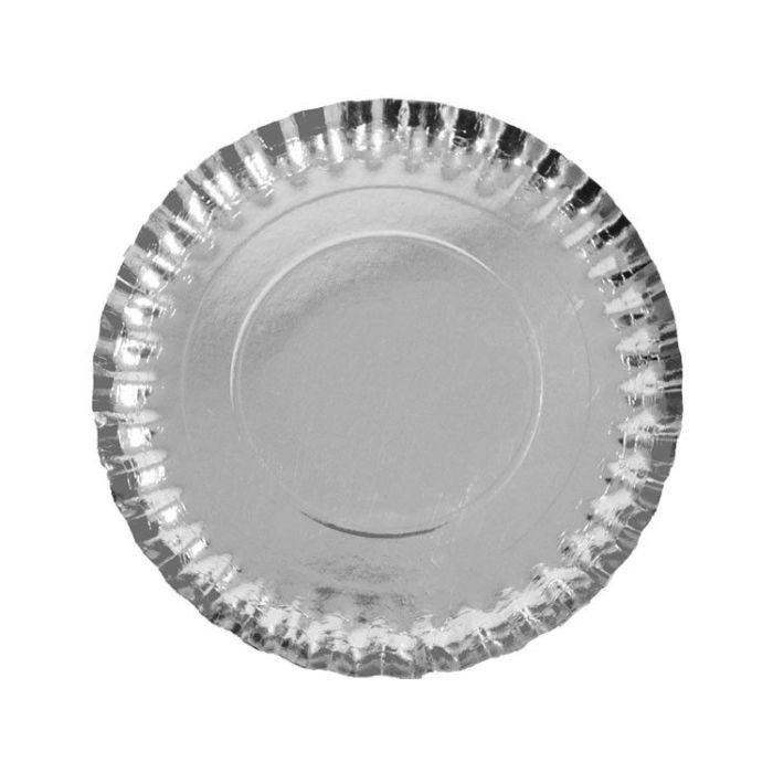 Kartonnen Dienblad Rond Metallic Zilver - 33,5 cm