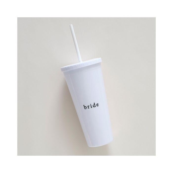 Herbruikbare Bride Beker met rietje Wit Ginger Ray