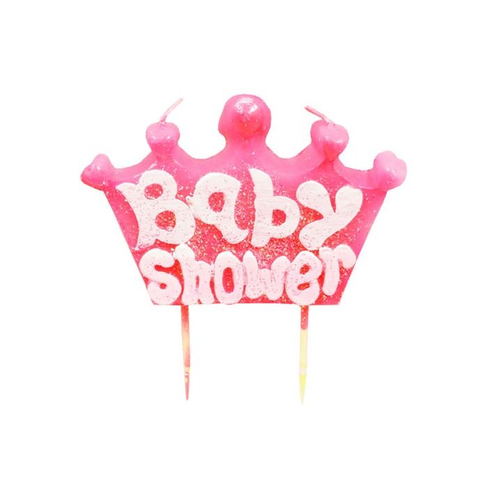 Kaars Babyshower Kroon Roze