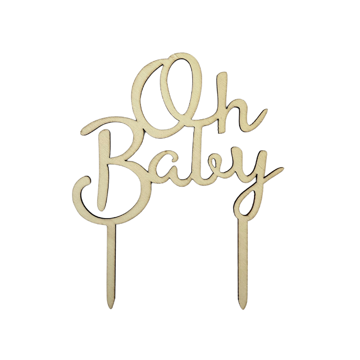 Taarttopper Oh Baby - Hout - 12x15cm