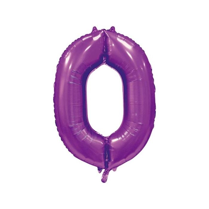 Folieballon Cijfer 0 Satijn Paars