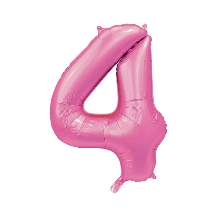 Folieballon Cijfer 4 Satijnroze