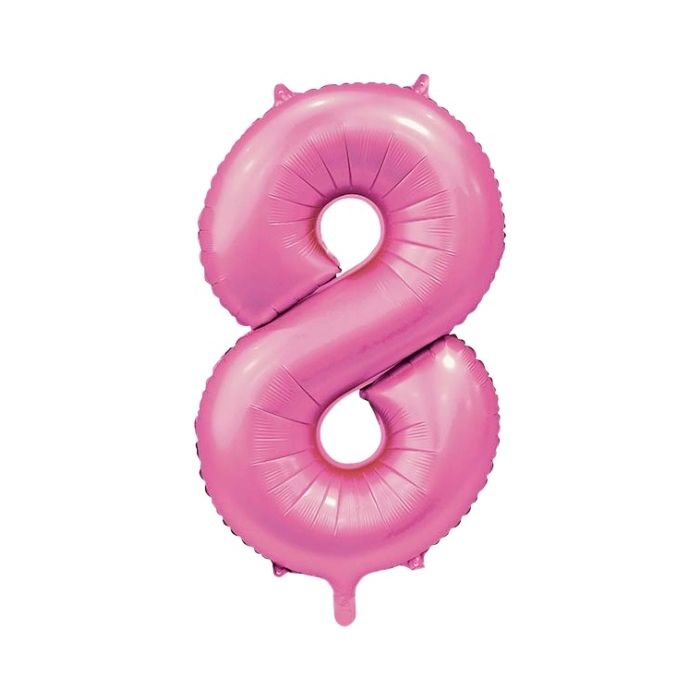 Folieballon Cijfer 8 Satijnroze