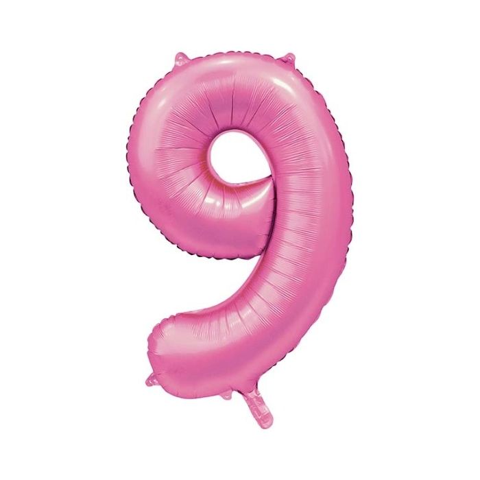 Folieballon Cijfer 9 Satijnroze