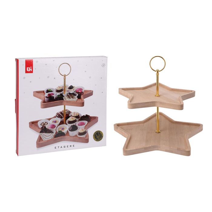 Etagere 2-laags Ster Bamboe 
