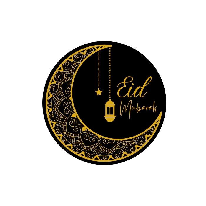 Stickers Eid Mubarak zwart met goud