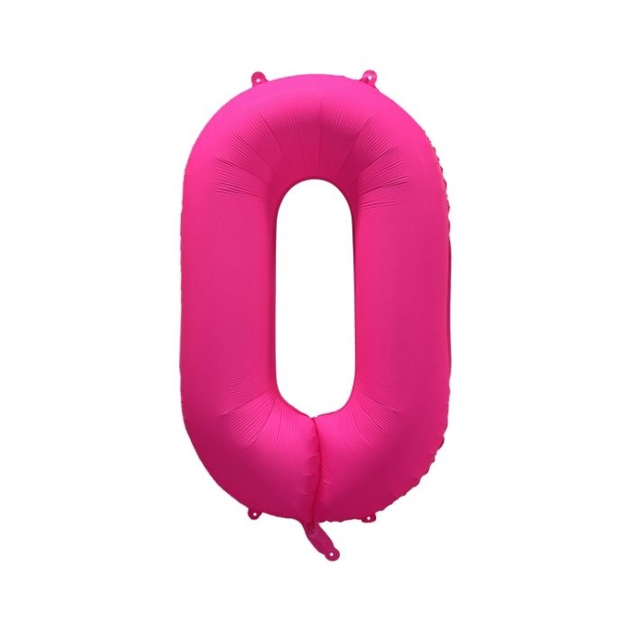 Folieballon Cijfer 0 Neon Roze