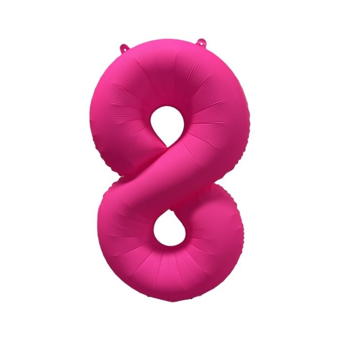 Folieballon Cijfer 8 Neon Roze