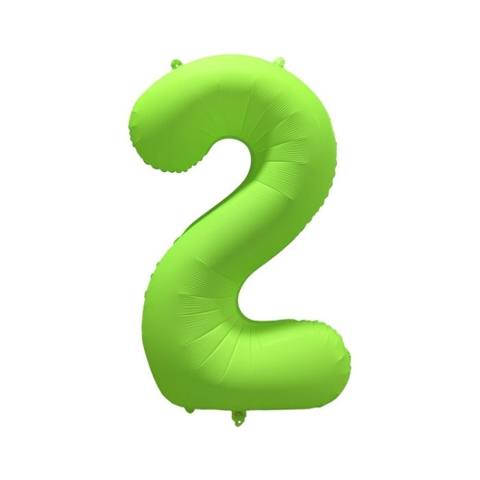 Folieballon Cijfer 2 Neon Groen