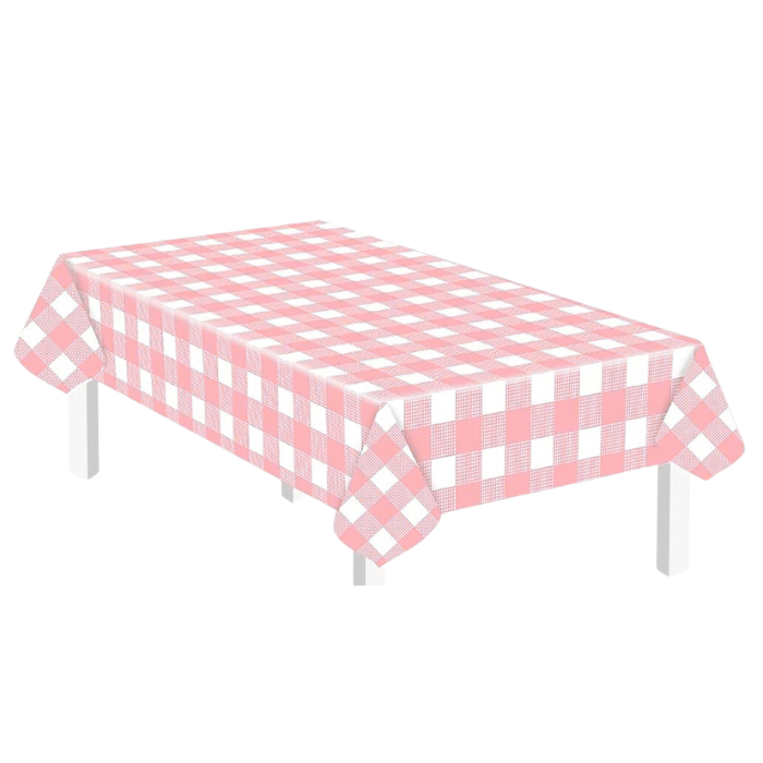 Plastic Tafelkleed Geruit - Roze & Wit - 137x274cm