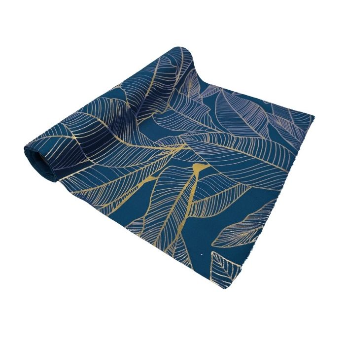 Deco Stof Velvet - Blauw & Goud 