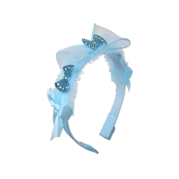 Diadeem Strass Strikjes Blauw