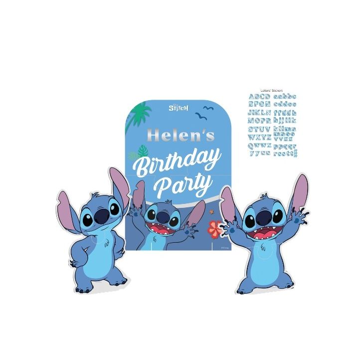 Personaliseerbaar bord met stickers en figuurtjes Stitch