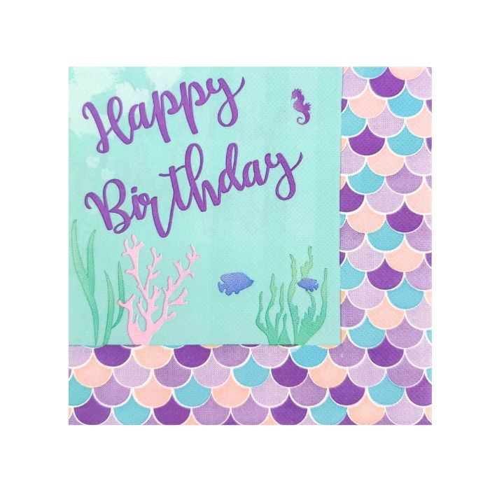 Servetten Zeemeermin - 33cm - Perfect voor een Kinderfeestje!