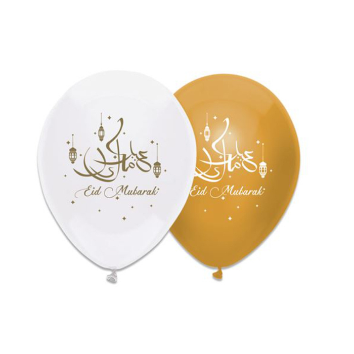 Ballonnen Eid Mubarak Wit & Goud