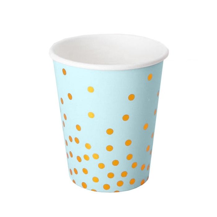 Bekers 'Gold Dots' Pastel Blauw - 10st