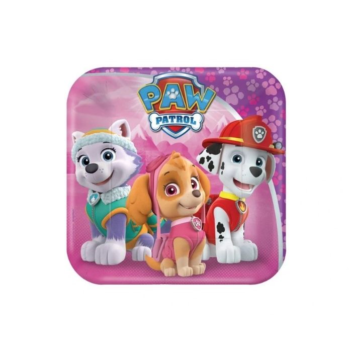 Vierkante bordjes Paw Patrol Skye & Everst