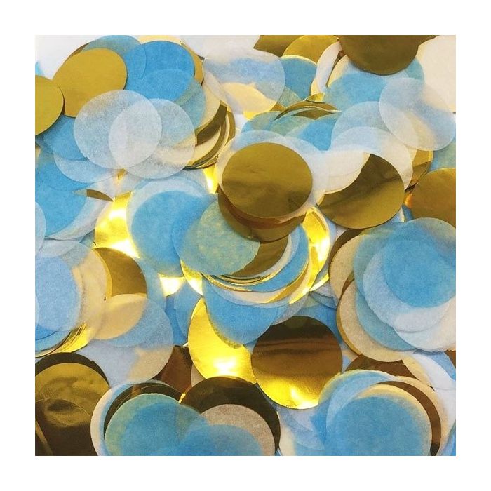 Zijdevloei Confetti Blauw/Goud/Wit (15g)