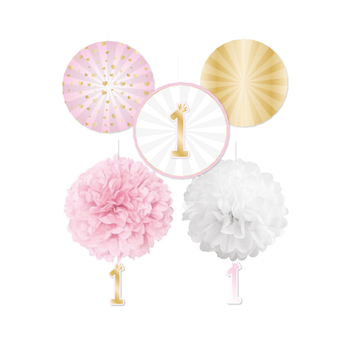 Decoratie Kit 1st Birthday Roze (5st) 
