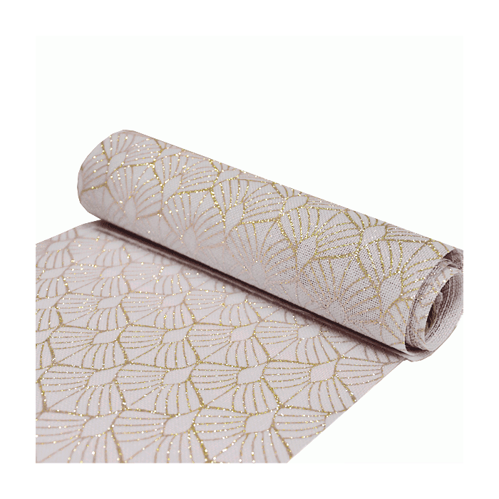 Decoratiestof Leaf Wit & Goud 