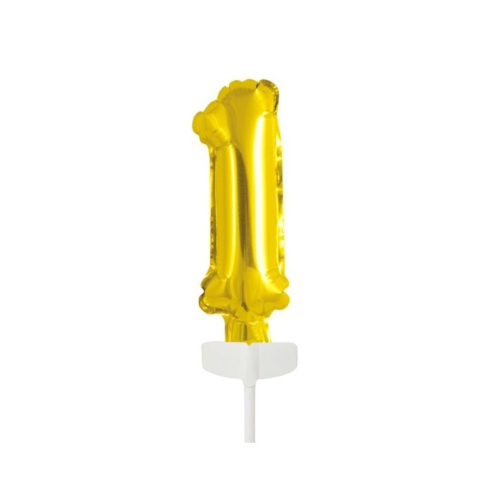 Folieballon Caketopper Cijfer 1 Goud