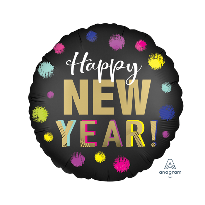 Folieballon Happy New Year Dots Satin -