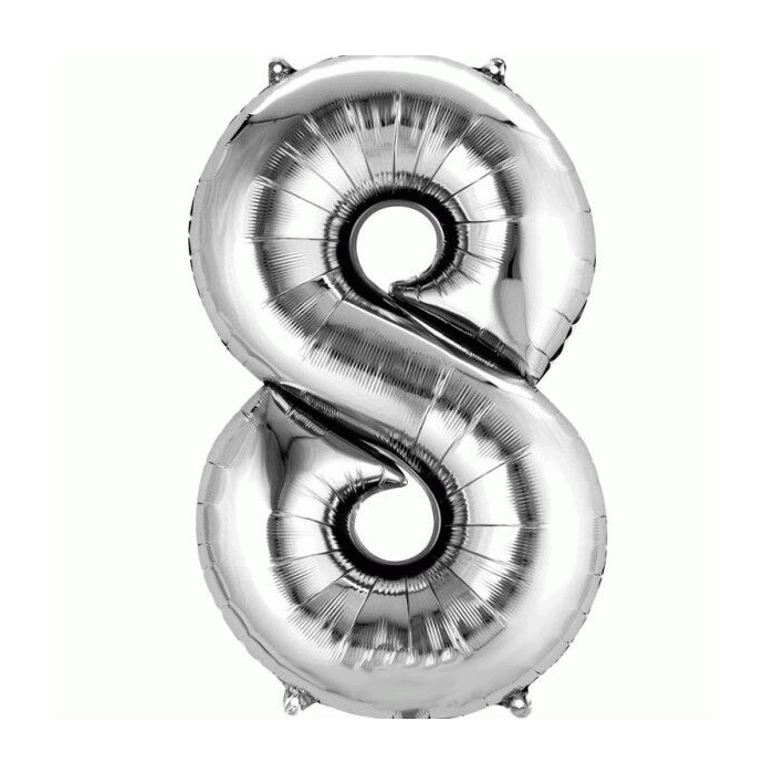 Folie Ballon 8 Zilver XL