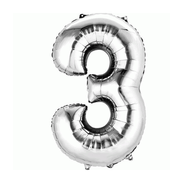 Folieballon 3 Zilver XL