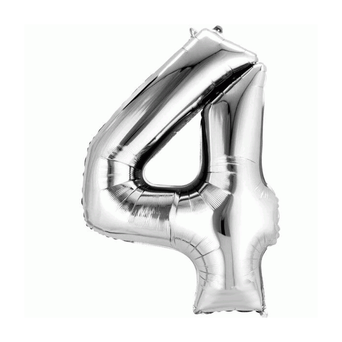 Folie Ballon 4 Zilver XL