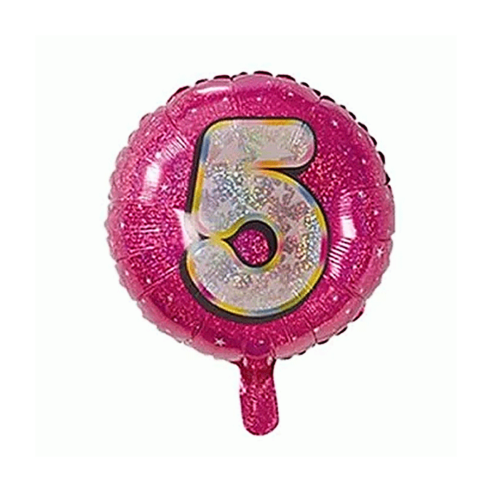 Folieballon Holografisch Cijfer 5 Roze