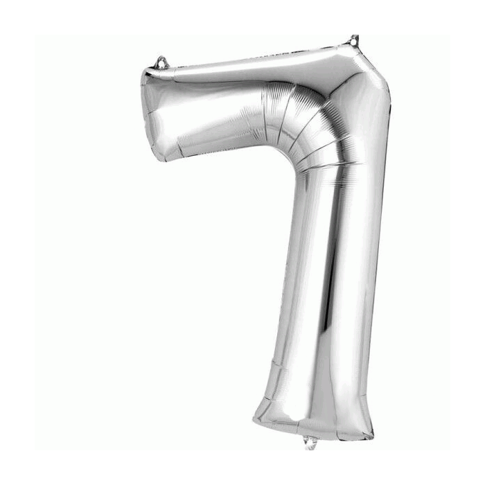 Folieballon 7 Zilver XL