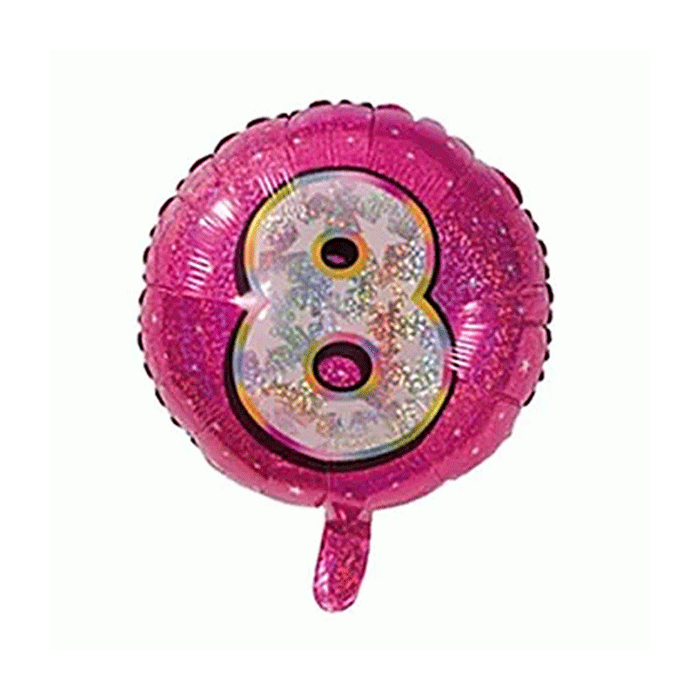 Folieballon Holografisch Cijfer 8 Roze