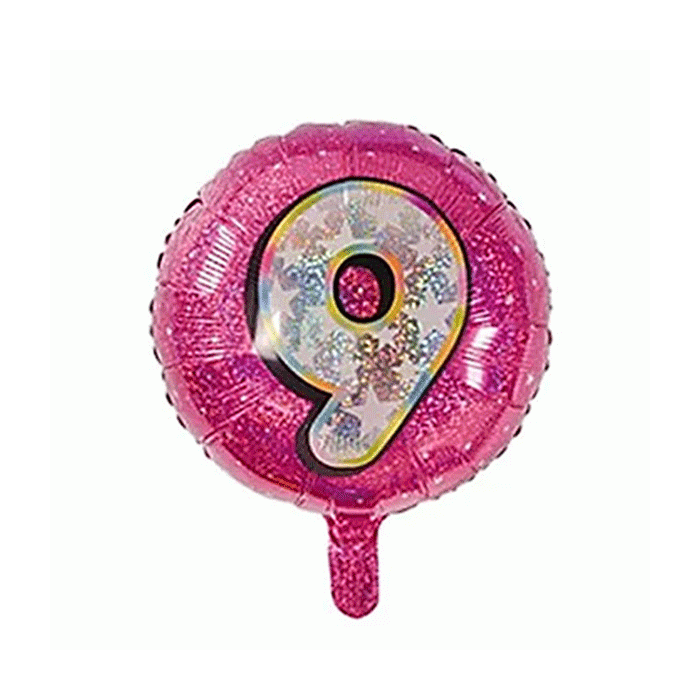 Folieballon Holografisch Cijfer 9 Roze