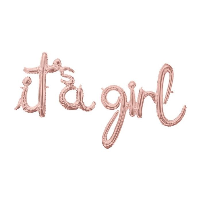 Folieballon 'it's a girl' Roségoud