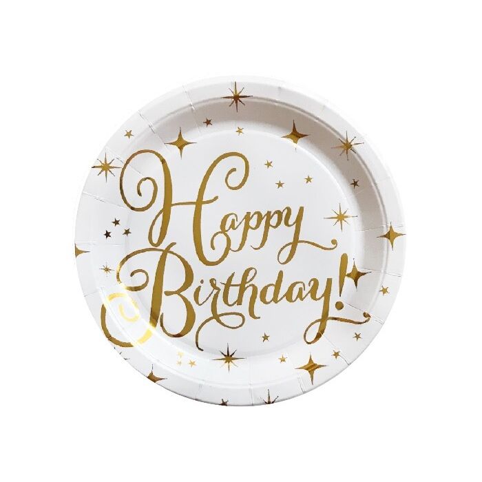 Bordjes Happy Birthday! Wit/Goud 