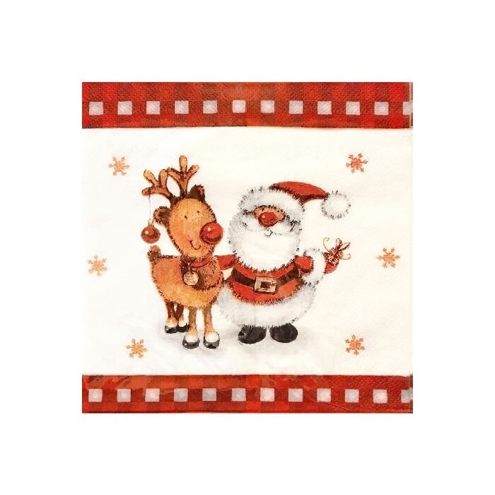 Servetten Kerstman en Rendier