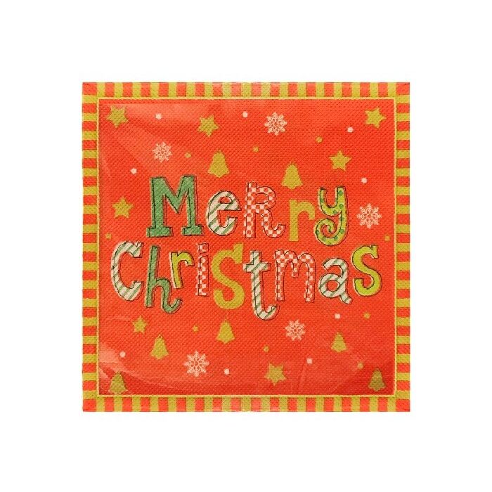 Oranje servetten Kerst Merry Christmas