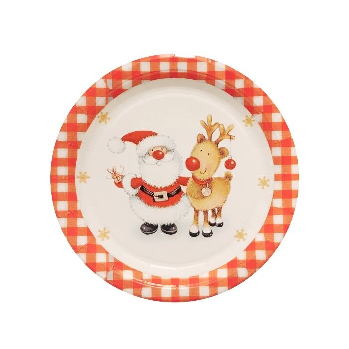 Bordjes Kerstman en Rendier 18cm 