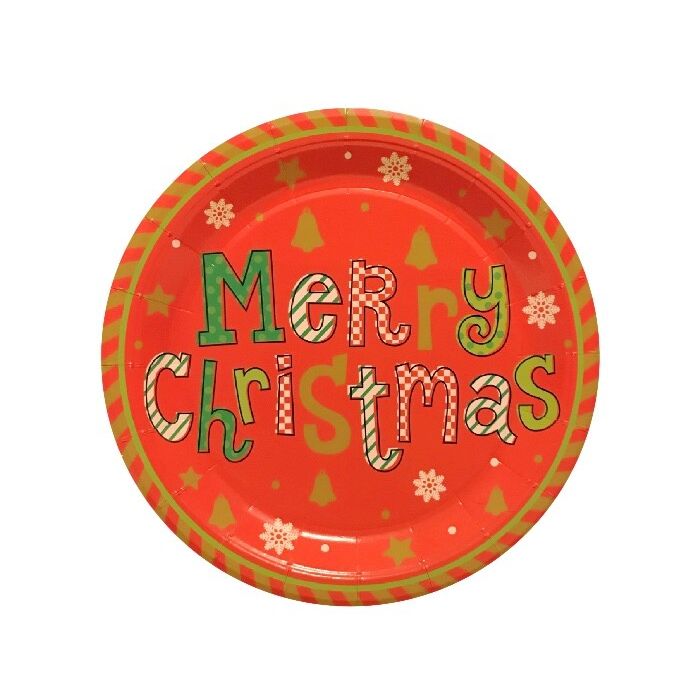 Bordjes Merry Christmas Groen/Rood 18cm 