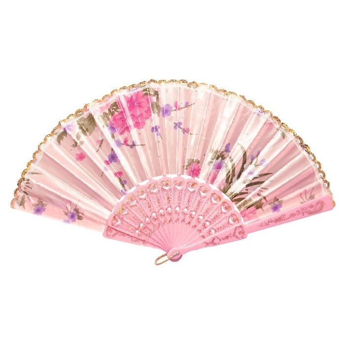 Roze waaier bedrukt met bloemen