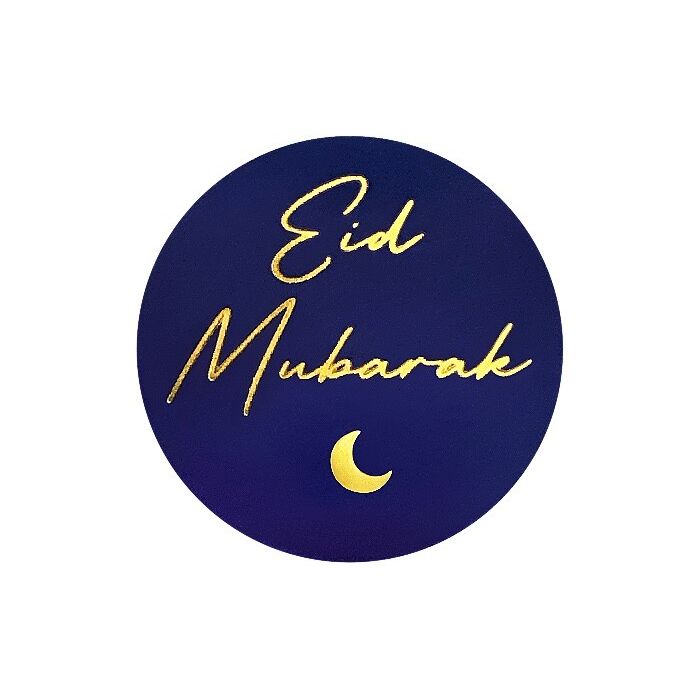 Stickers Eid Mubarak blauw met goud