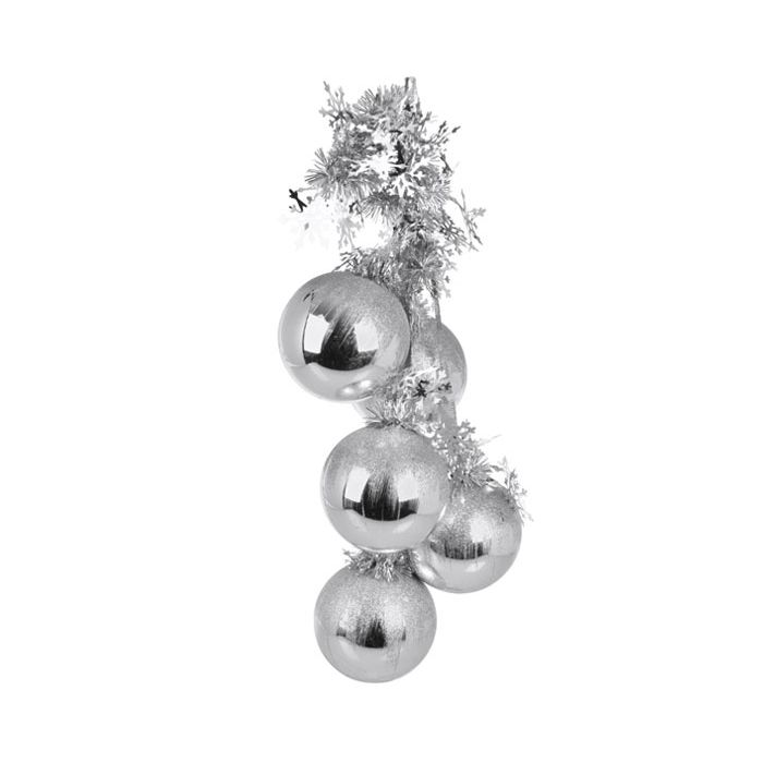 Kerstballen Tros Zilver - 10cm - 1 stuk