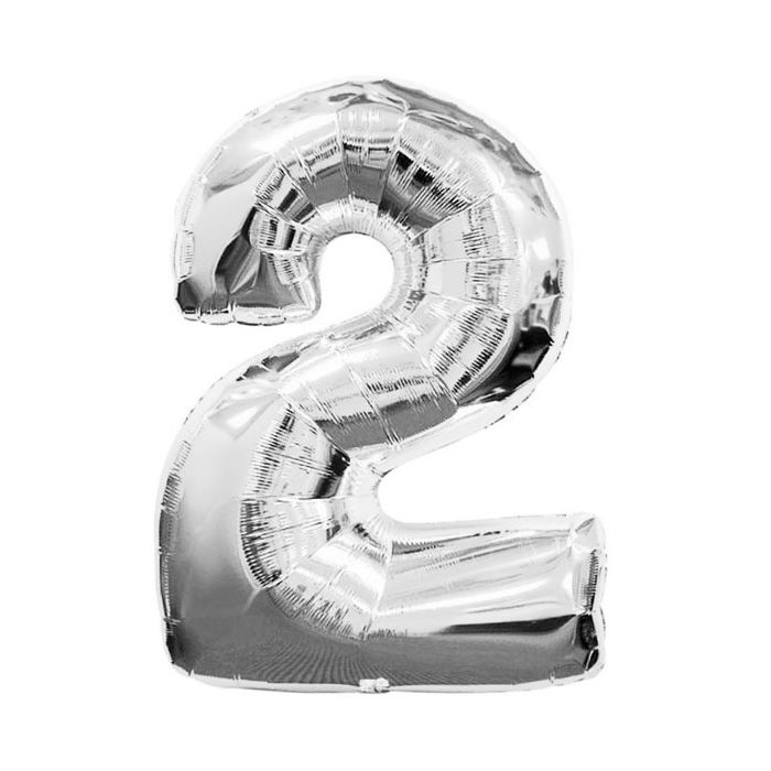 Folie Ballon 2 Zilver 43cm