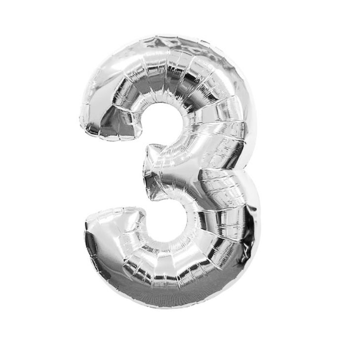 Folie Ballon 3 Zilver 43cm