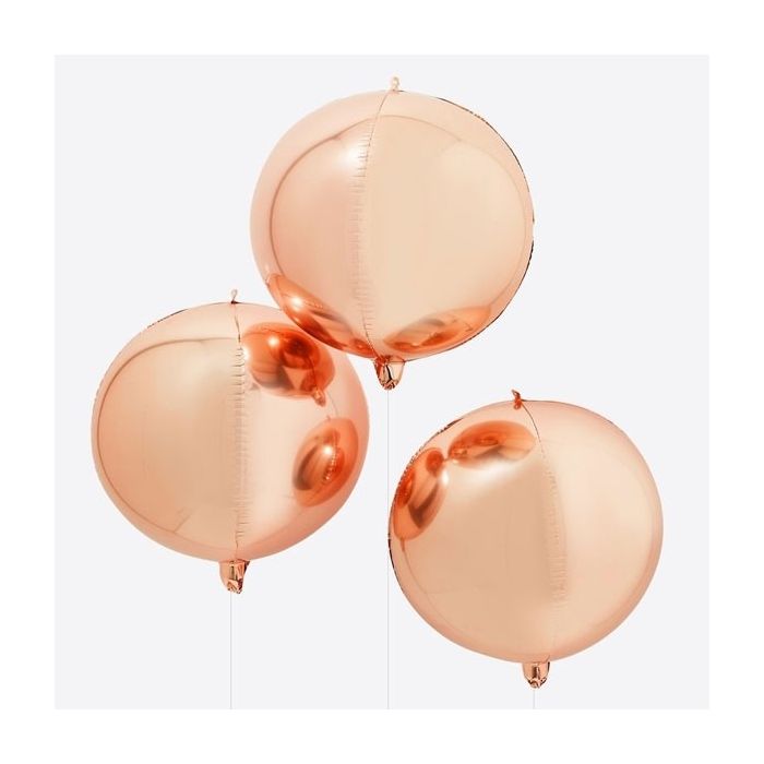 Orb Folieballonnen Roségoud (3 stuks)