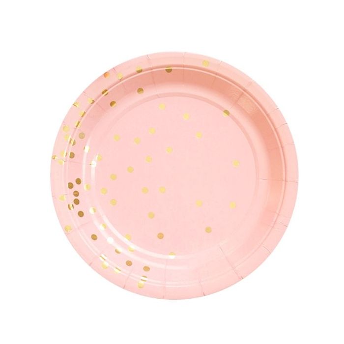 Borden 'Gold Dots' Pastel Roze (10st)